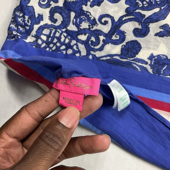 Lilly Pulitzer Womens Sarong Scarf Preppy Coastal Print OS Cover Up Wrap FLAW - Picture 5 of 10